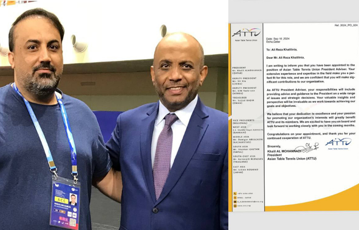 یک ایرانی مشاور رئیس کنفدراسیون تنیس روی میز آسیا شد یک ایرانی مشاور رئیس کنفدراسیون تنیس روی میز آسیا شد