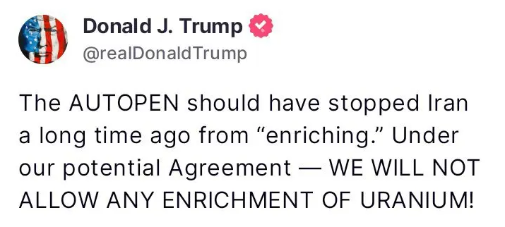 ادعای دوباره ترامپ درباره غنی سازی ایران