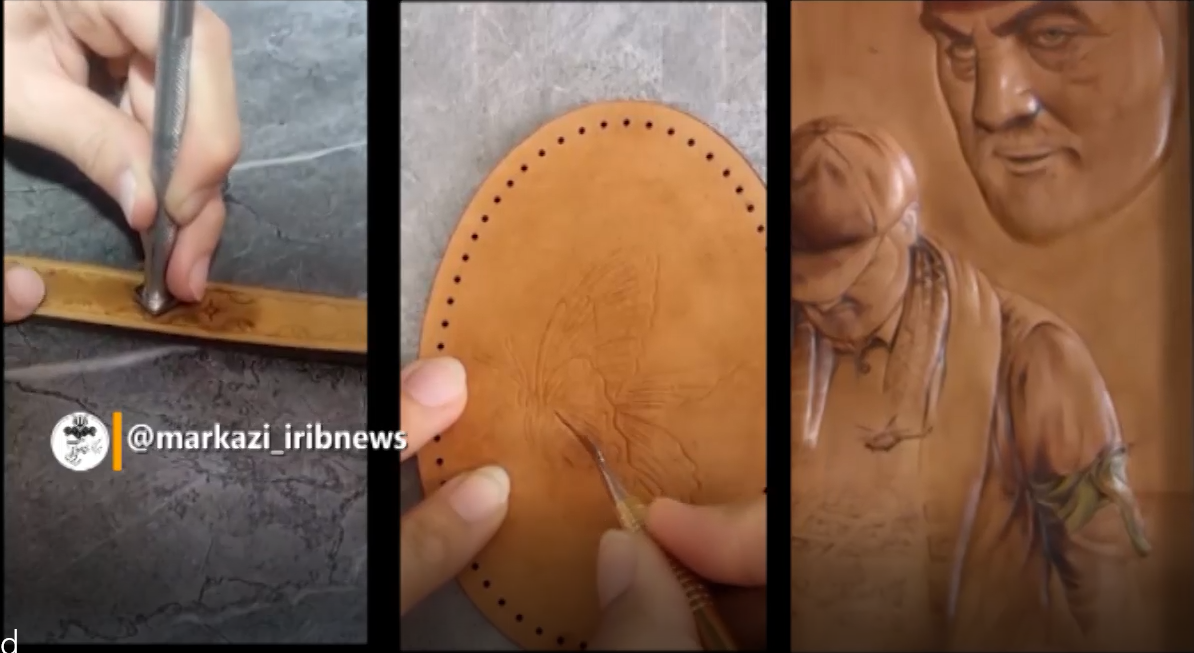 ایرانی شدن هنر حکاکی روی چرم با حکاکی تصویر سردار دلها